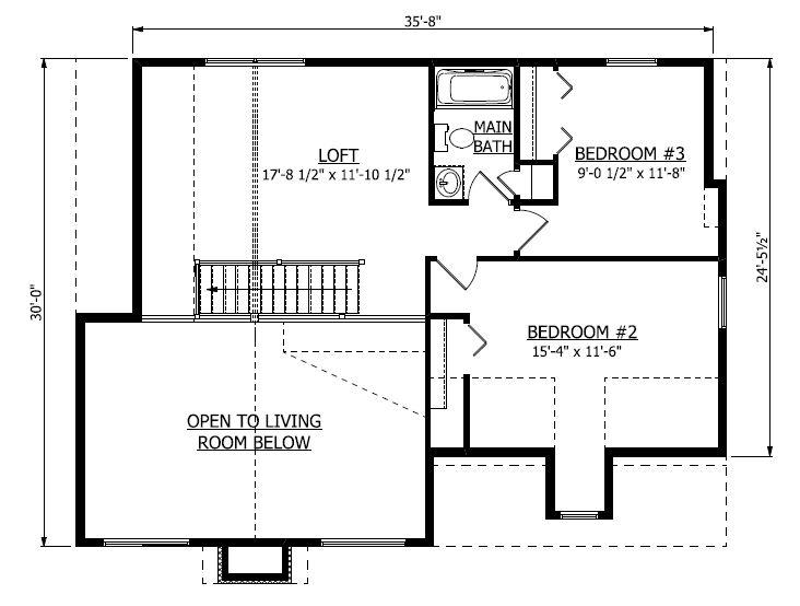 Second Floor. Blossburg 1 Home with 3 Bedrooms
