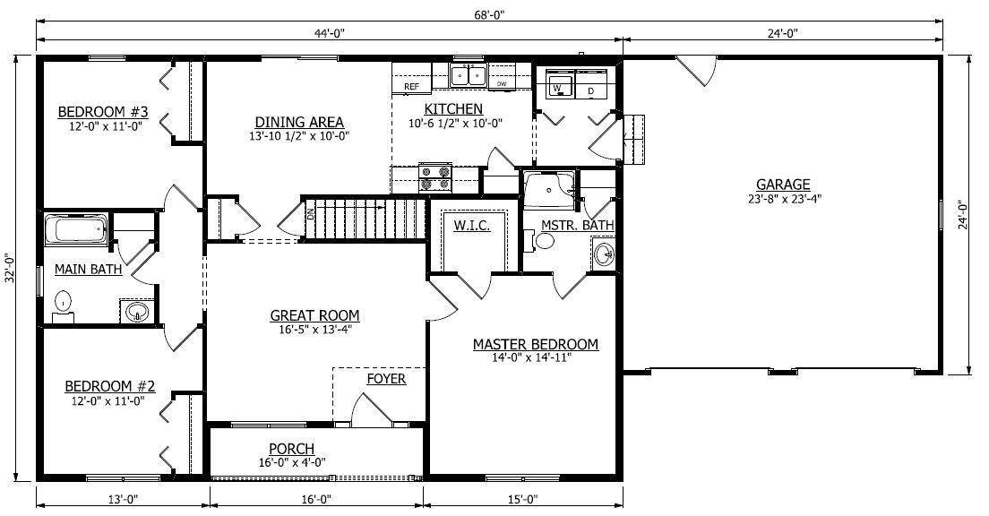 First Floor. 1,344sf New Home