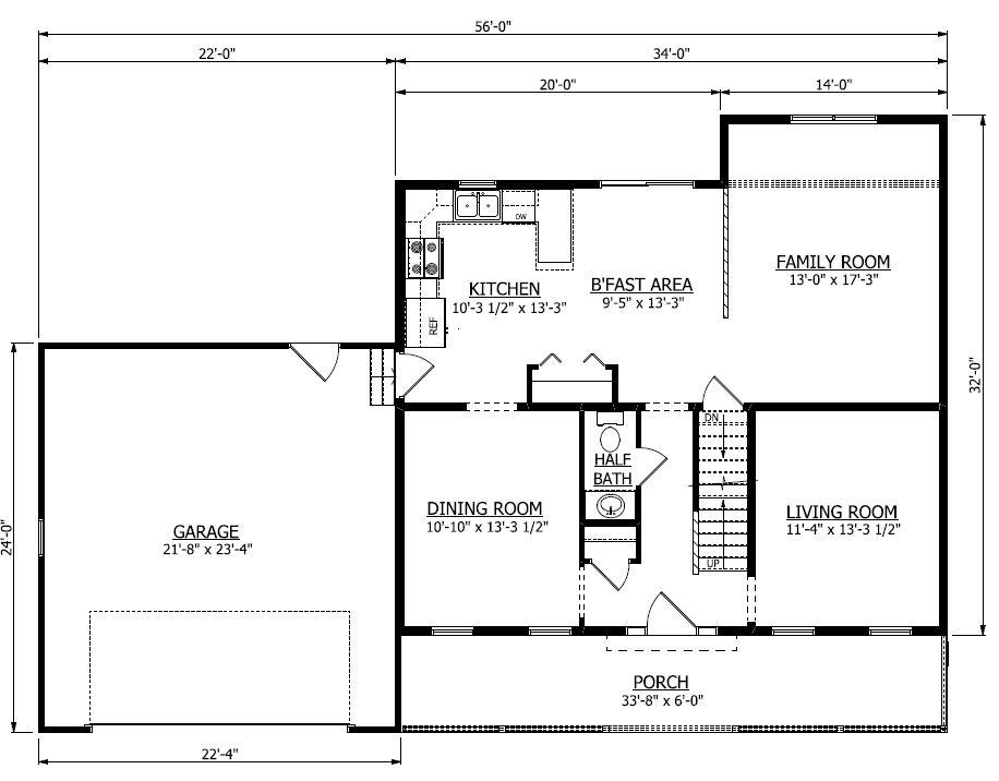 First Floor. Yorktown Home Plan Home with 4 Bedrooms