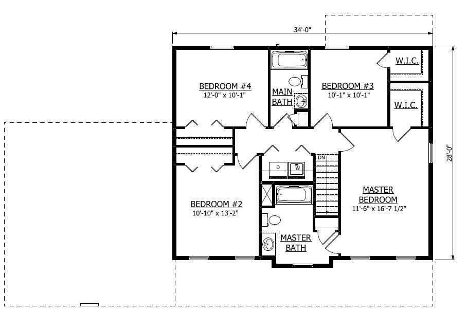 Second Floor. Yorktown Home Plan Home with 4 Bedrooms